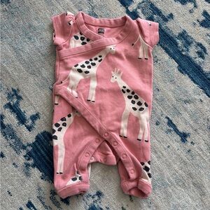 Tea Collection Pink Giraffe Baby Romper Newborn